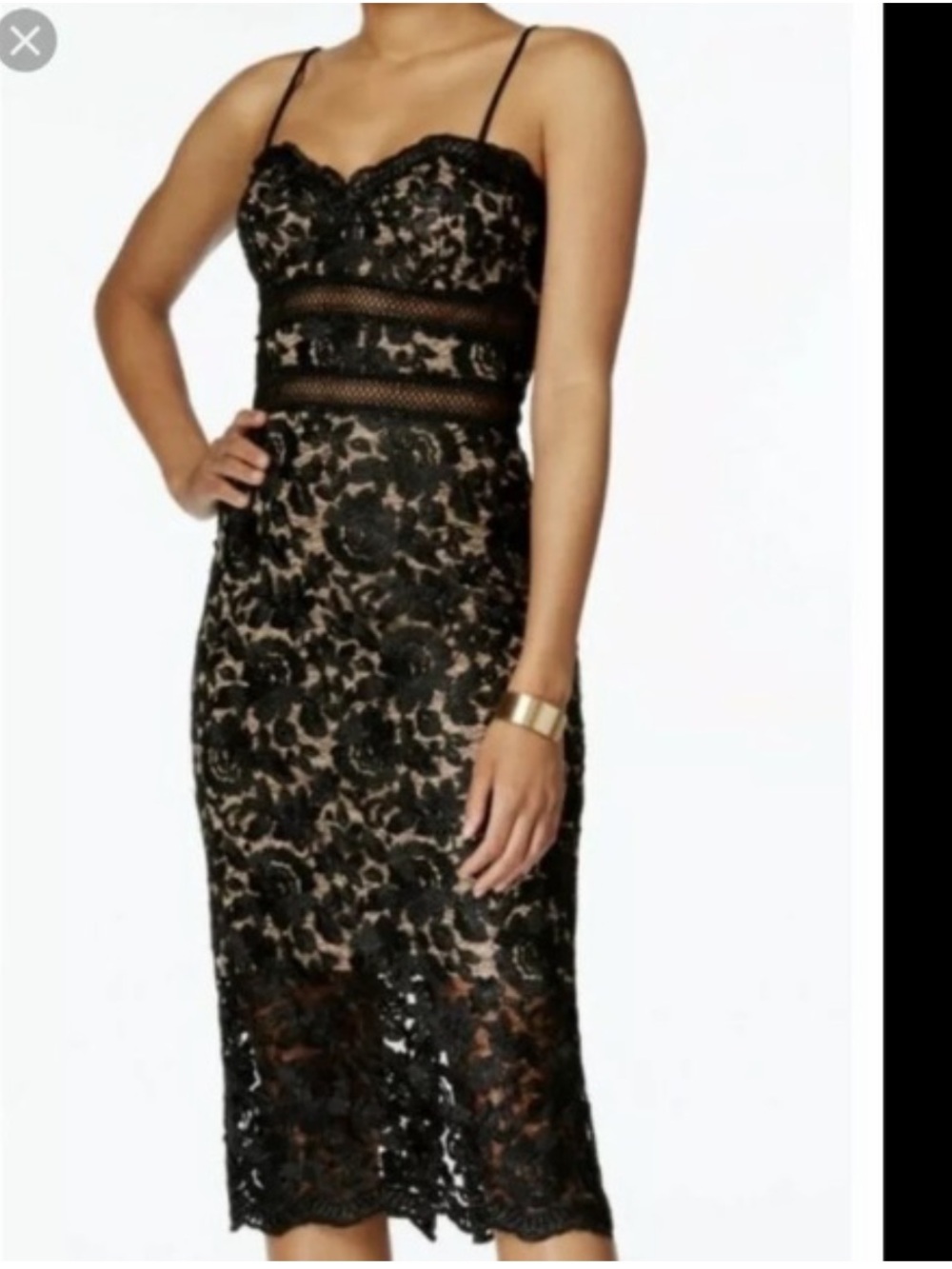 Xscape Black Lace Sweetheart Neckline Pencil Dress Womens 10 Midi Formal Classic